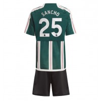 Manchester United Jadon Sancho #25 Auswärts Trikotsatz Kinder 2023-24 Kurzarm (+ Kurze Hosen)